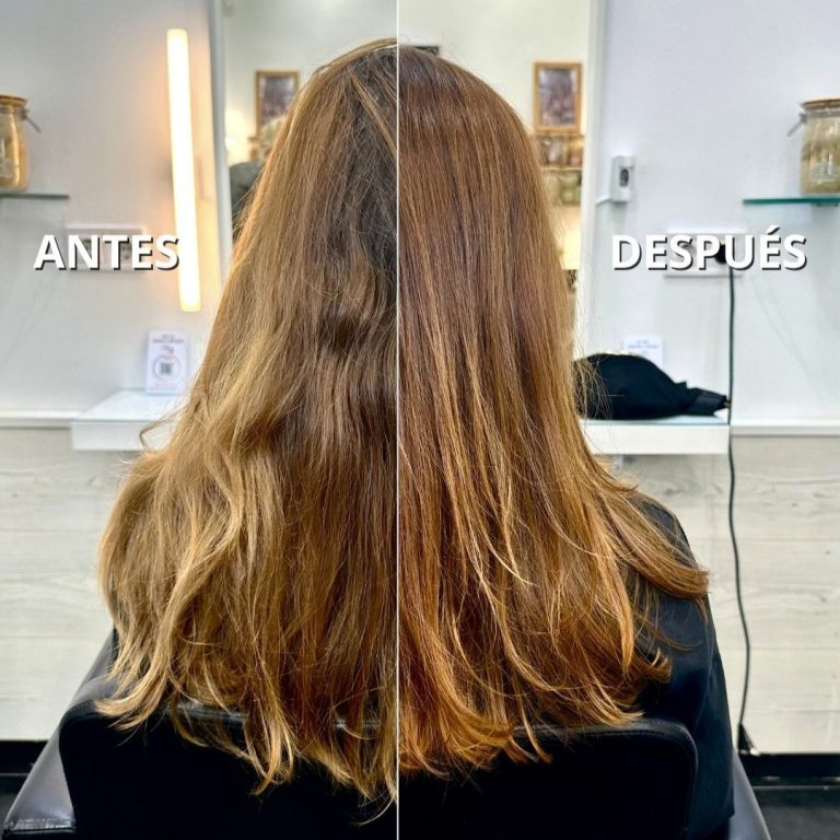 Cabello suave y brillante tras un tratamiento anti encrespamiento en Valencia